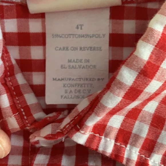 Boys red gingham check size 4t long sleeve button down - Picture 3 of 4